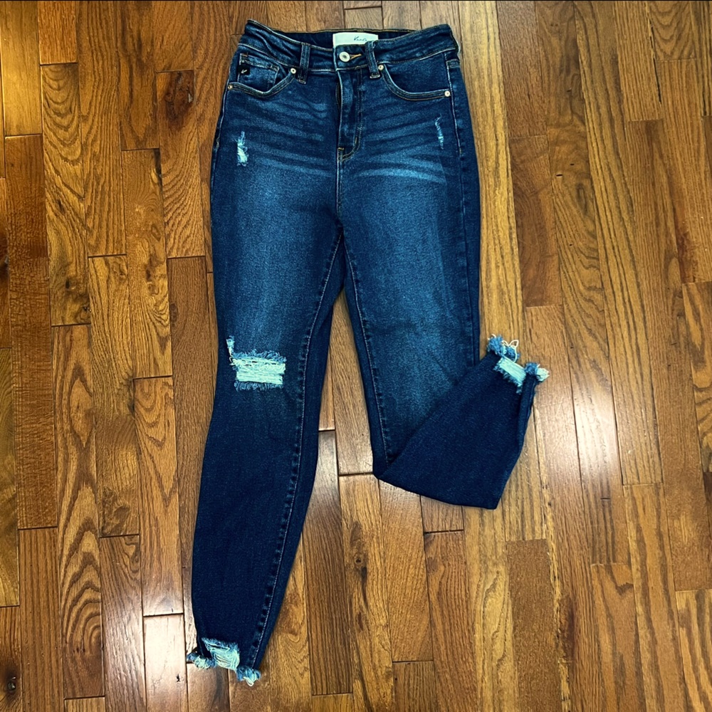 KanCan Distressed Dark Wash Skinny Jeans